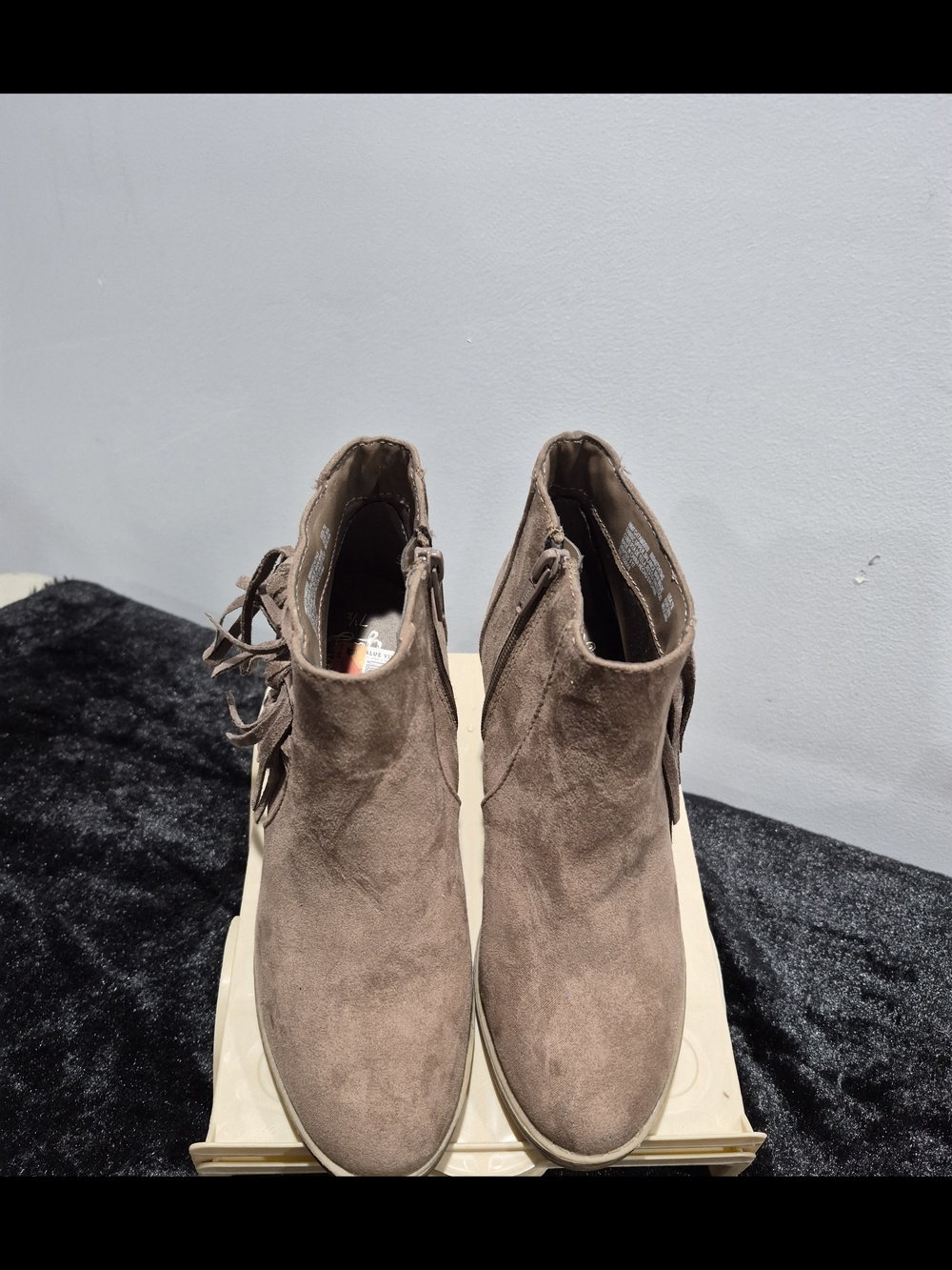 Men's Suede Ankle Boots in Brown - Zip & Fringe Detail